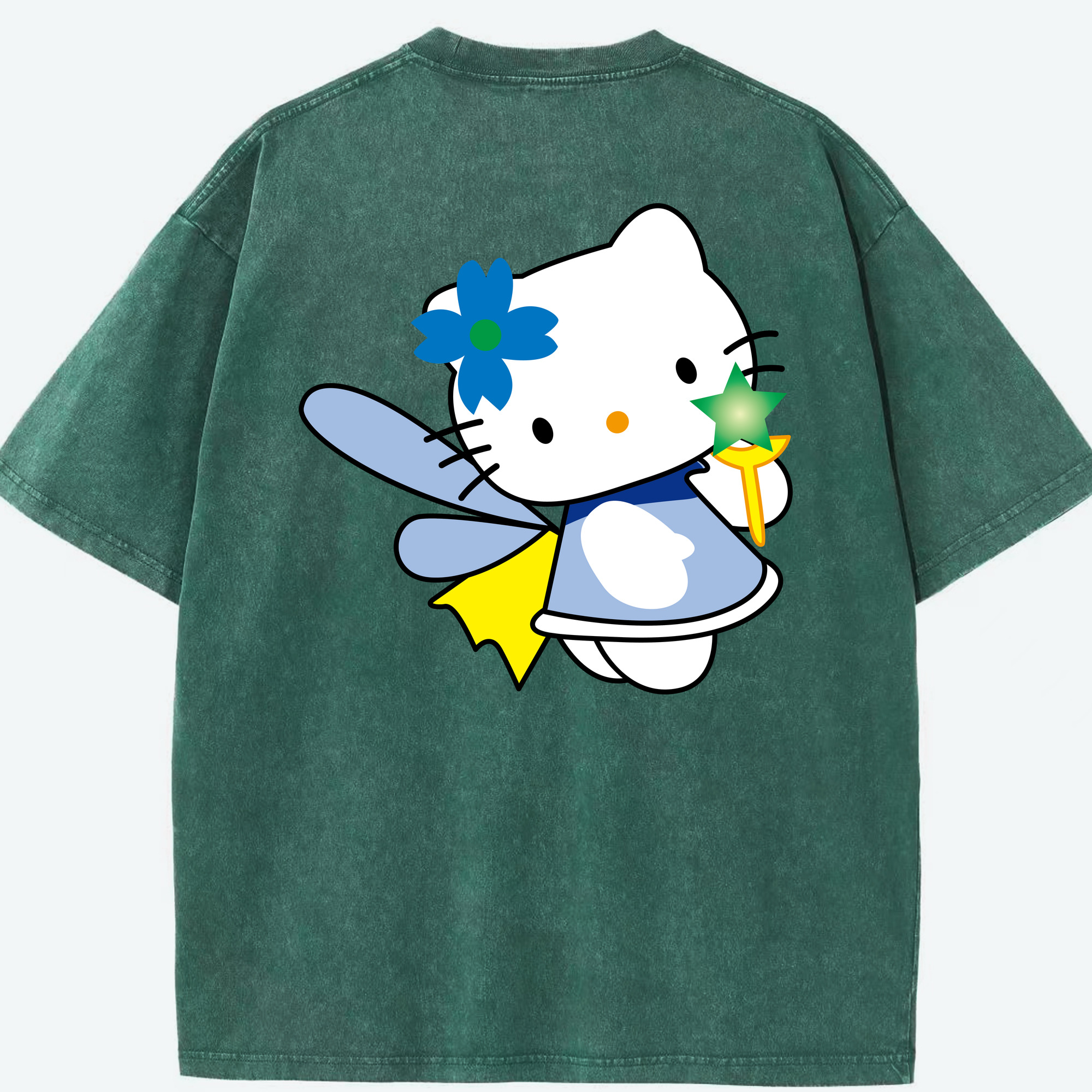 （画像用） Hello Kitty ハローキティ 綿100% ヴィンテージ風 半袖Tシャツ（背面プリント）